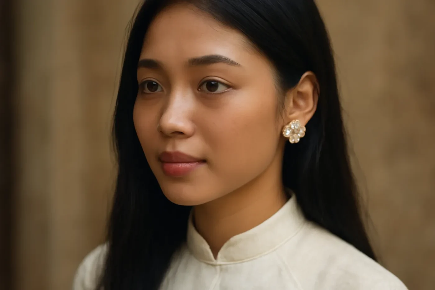 Bông tai ngọc trai hình hoa nhỏ xinh