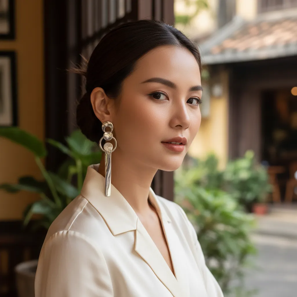 Bông tai bạc phong cách trẻ trung