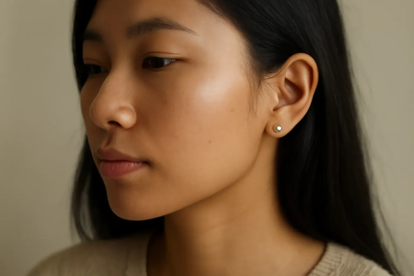 Bông tai vàng 18K thiết kế tối giản