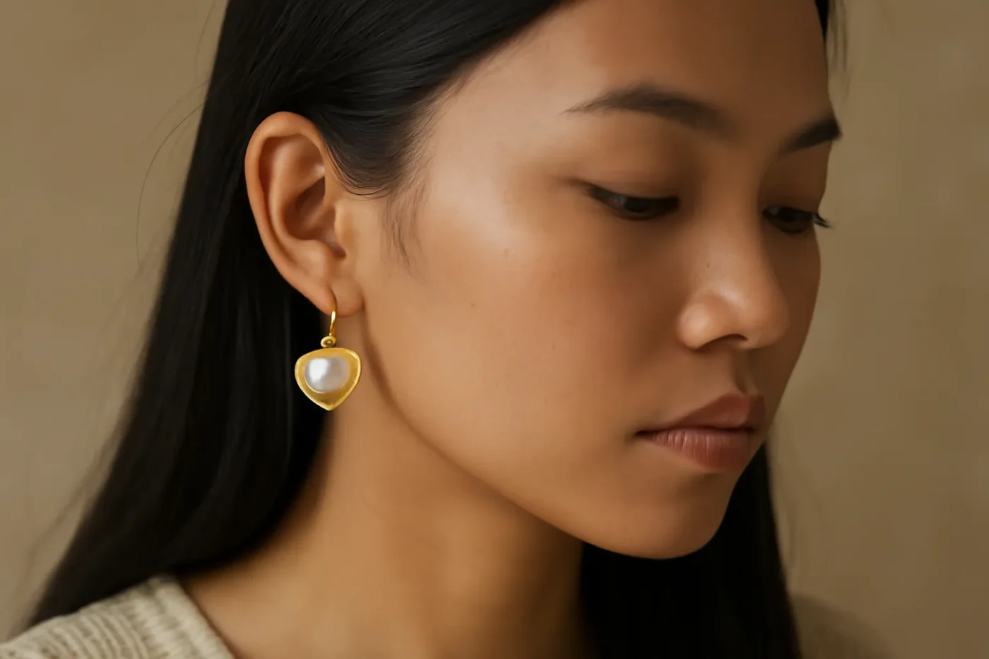 Bông tai hình trái tim vàng 18k nữ tính